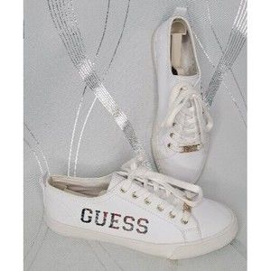 Guess Womens Size 8 1/2 WGTurners R White Casual Lace Up Sneakers Shoes RARE